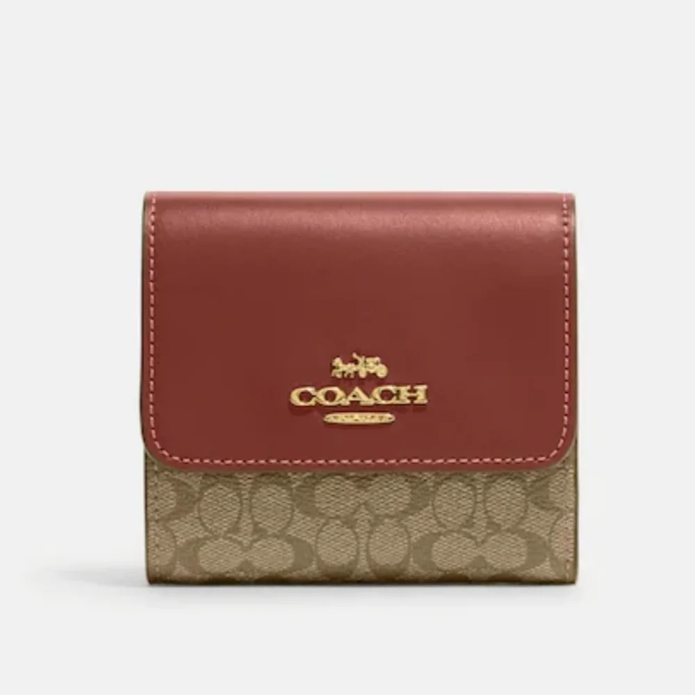 Coach Small Trifold Wallet In Signature Canvas - Picture 1 of 13